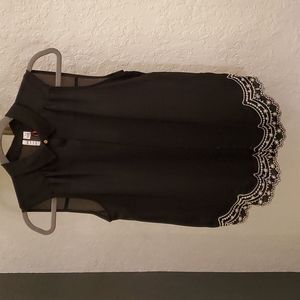 Elle Sheer Black Button Up Blouse